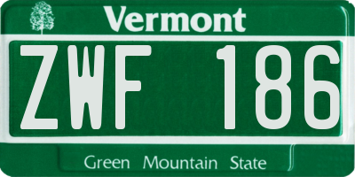 VT license plate ZWF186