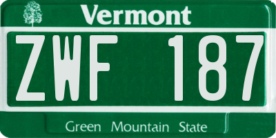VT license plate ZWF187