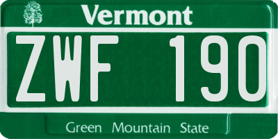 VT license plate ZWF190