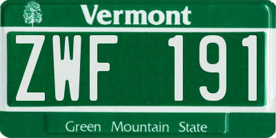 VT license plate ZWF191