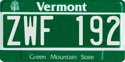 VT license plate ZWF192