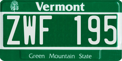 VT license plate ZWF195
