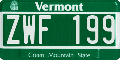 VT license plate ZWF199