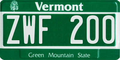 VT license plate ZWF200