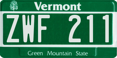 VT license plate ZWF211