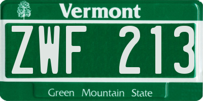 VT license plate ZWF213