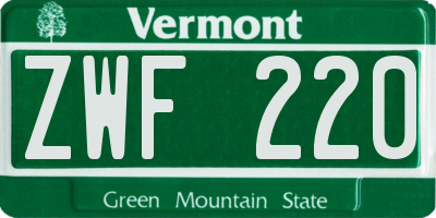 VT license plate ZWF220