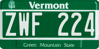 VT license plate ZWF224