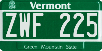 VT license plate ZWF225