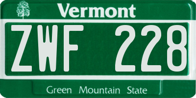 VT license plate ZWF228