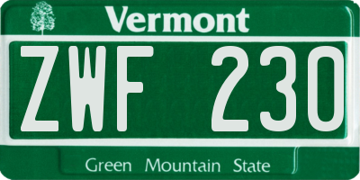 VT license plate ZWF230