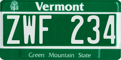 VT license plate ZWF234