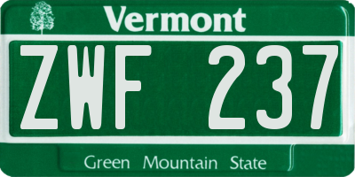 VT license plate ZWF237