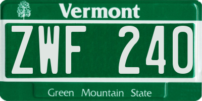 VT license plate ZWF240