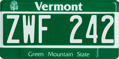 VT license plate ZWF242