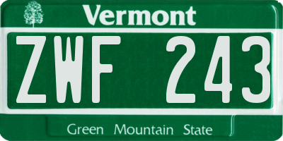 VT license plate ZWF243