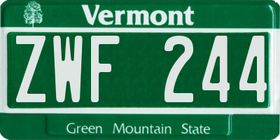 VT license plate ZWF244