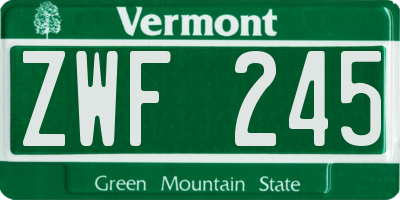 VT license plate ZWF245