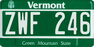 VT license plate ZWF246