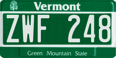 VT license plate ZWF248