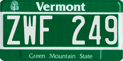 VT license plate ZWF249