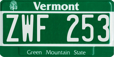 VT license plate ZWF253