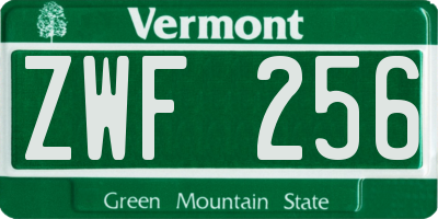 VT license plate ZWF256
