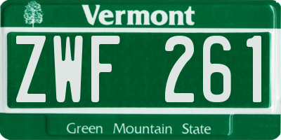 VT license plate ZWF261