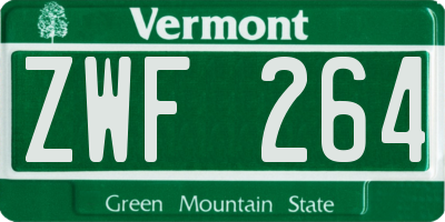VT license plate ZWF264