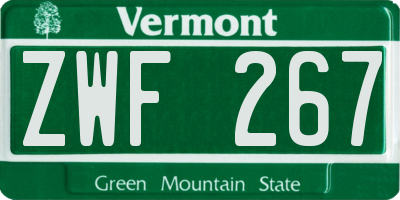 VT license plate ZWF267