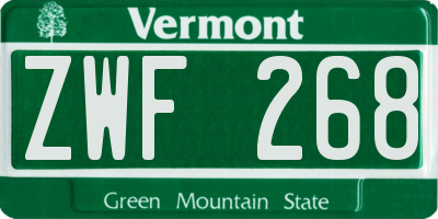 VT license plate ZWF268