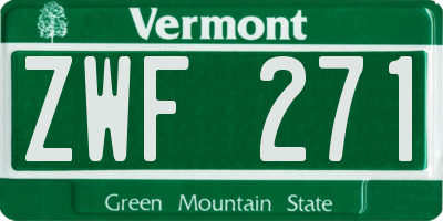 VT license plate ZWF271
