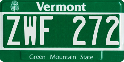 VT license plate ZWF272