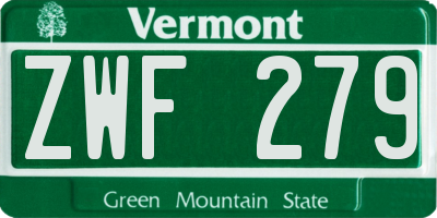 VT license plate ZWF279