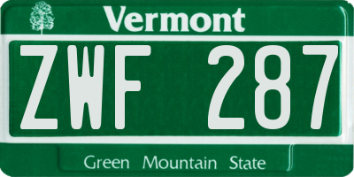 VT license plate ZWF287