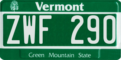 VT license plate ZWF290