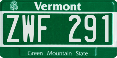 VT license plate ZWF291