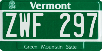 VT license plate ZWF297