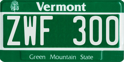 VT license plate ZWF300