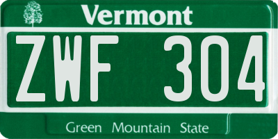 VT license plate ZWF304