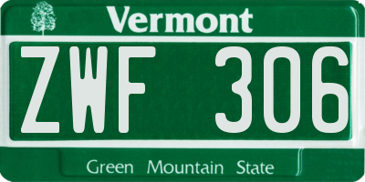 VT license plate ZWF306