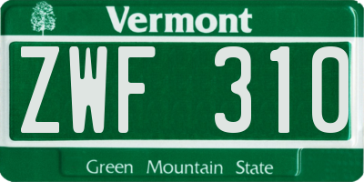 VT license plate ZWF310