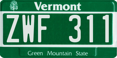 VT license plate ZWF311