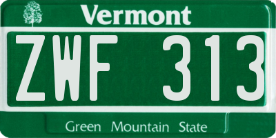 VT license plate ZWF313