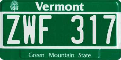 VT license plate ZWF317