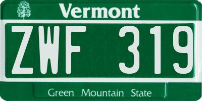 VT license plate ZWF319