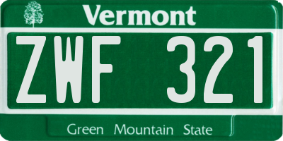 VT license plate ZWF321