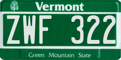 VT license plate ZWF322