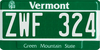 VT license plate ZWF324
