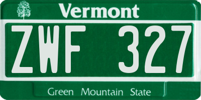 VT license plate ZWF327